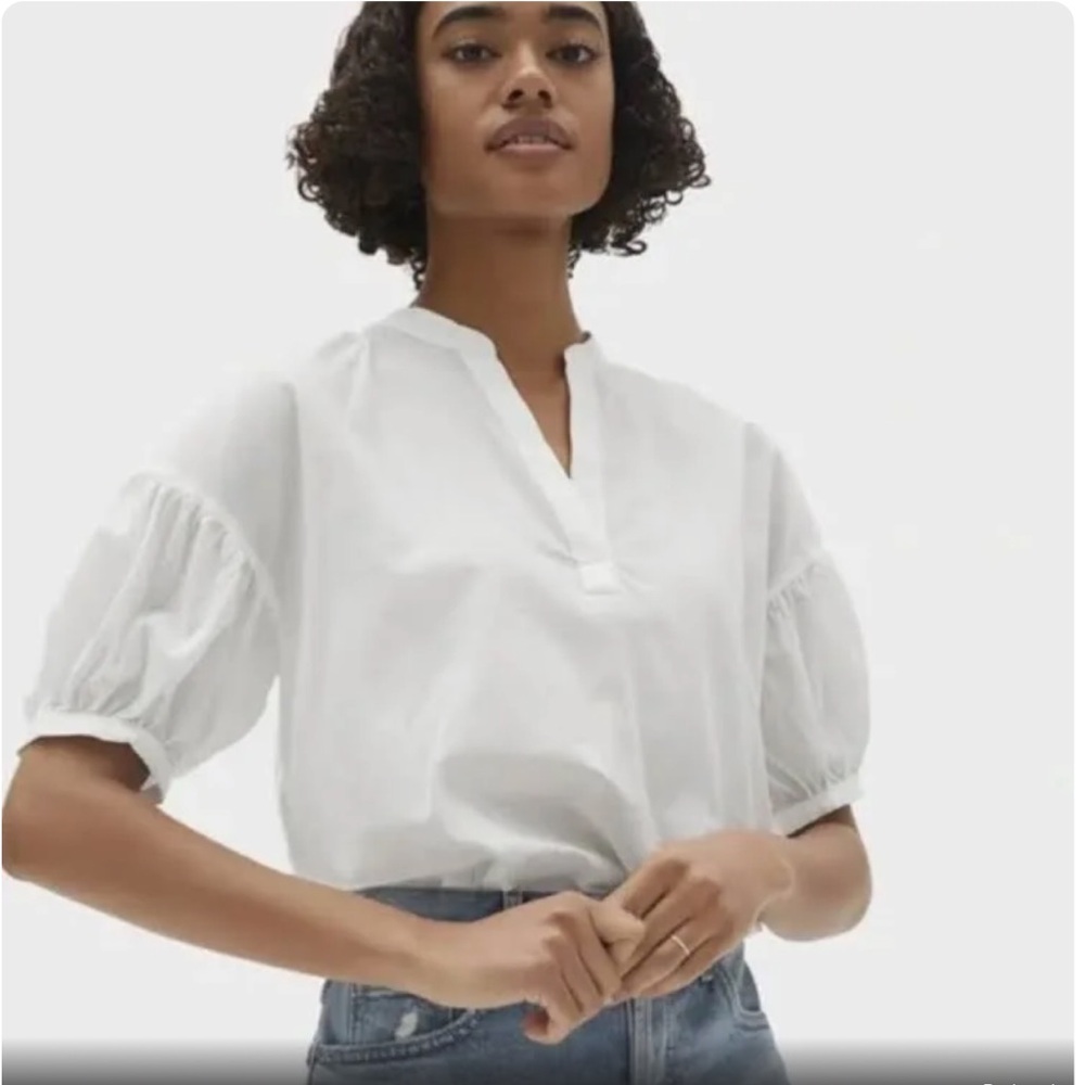 Everlane Split Neck Puff Sleeve Air Top Size 4